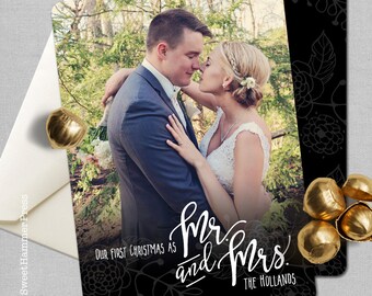 First Christmas as Mr and Mrs Photo Cards Photo Christmas Cards Photo Holiday Cards First Year Newlywed Christmas First Christmas Cards