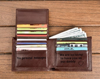 Gift for Dad,Mens Wallet,Personalized Wallet,Engraved Mens Wallet,Leather Wallet,Genuine Leather,leather wallet,Fathers Day,Christmas Gift