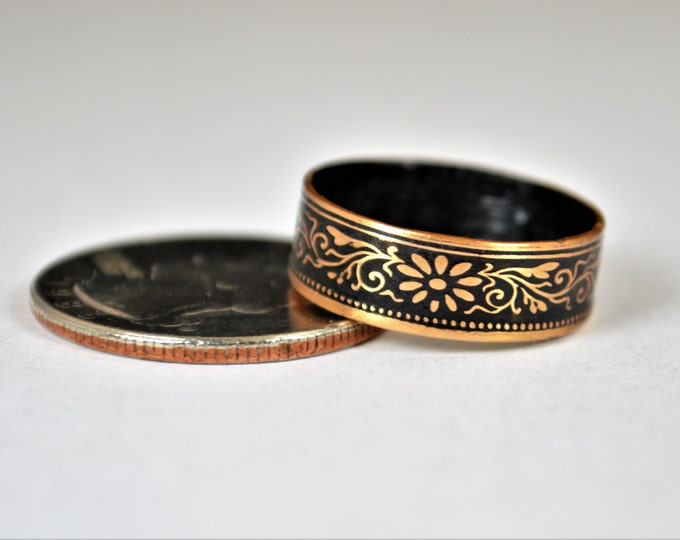 Japanese Coin Ring, Black Ring, Japanese Ring, Coin Ring, Bronze Ring, Japanese Coin, Japanese Jewelry, Coin Rings, Japanese Art, Coin Art
