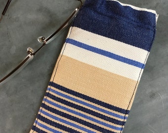 Striped glasses case, Padded specs pouch, Beach colours pouch, Fabric eyeglasses case, Upcycled sunglasses cosy, Flexframe pouch, Eco gifts