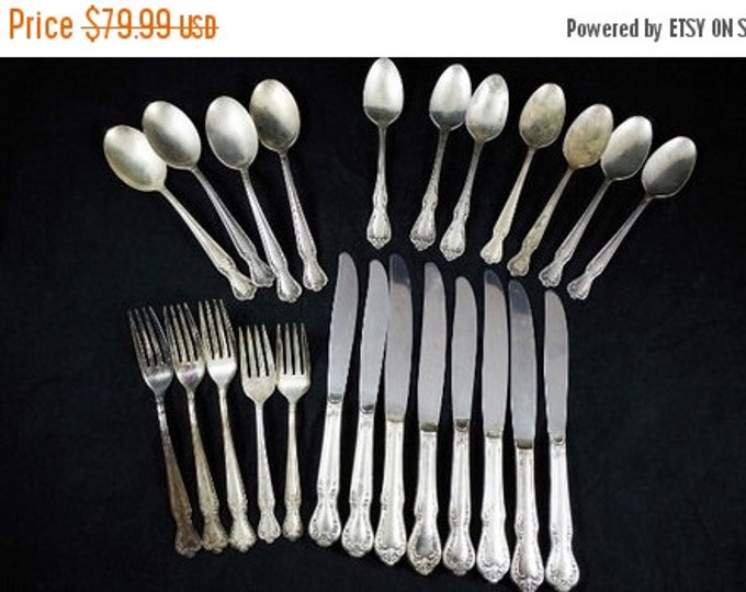 Storewide 25% Off SALE Vintage Rogers Silver Plate Flatware Service with Original Wood Storage Box