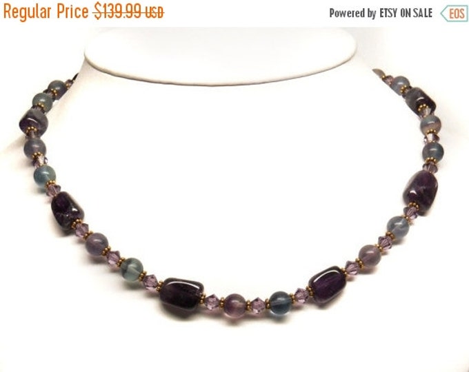 Storewide 25% Off SALE Vintage Silver Plated Handmade Genuine Amethyst Gemstone Designer Necklace Featuring Rich Purple Accents