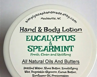 Lotion,Eucalyptus and Spearmint Lotion,Shea Butter Lotion,Cocoa Butter Lotion,Hand Lotion,Body Lotion,Natural Lotion,Spearmint Lotion
