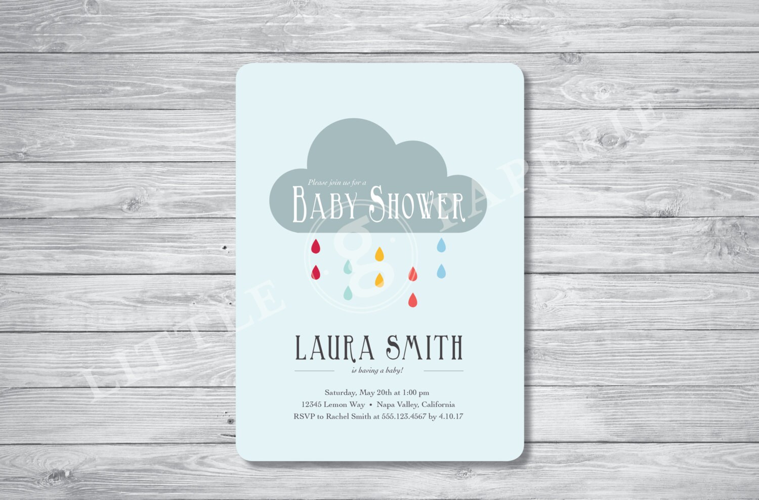 Baby Shower Invitation Rain Cloud Invitation by littlegpaperie