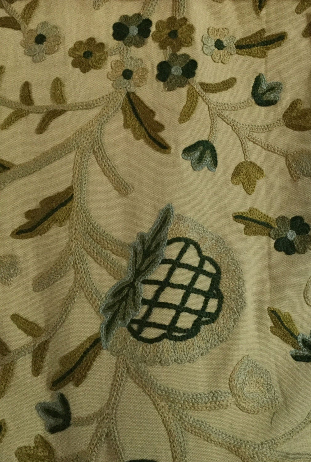 Crewel Green Floral Upholstery Fabric By The Yard from ShopMyFabrics on