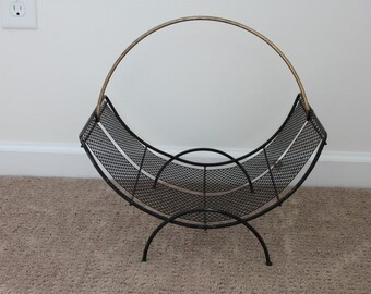Black Mesh Mid Century Modern Magazine Rack