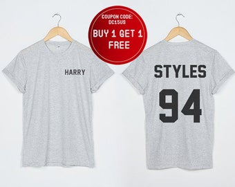 Harry Styles Shirt Styles 94 back Harry front T-Shirt two sides T Shirts team Tshirt Women Size S M L XL - 3XL Grey Black White