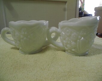Vintage Cut Milk Glass Sugar and Creamer set