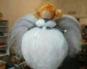 Needle felted angel, Waldorf inspired angel, Wool fairy angel
