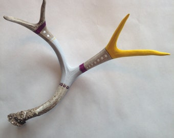 Painted Antler - Medium - Sustainably Sourced Deer Shed Hand Made Rustic Decor