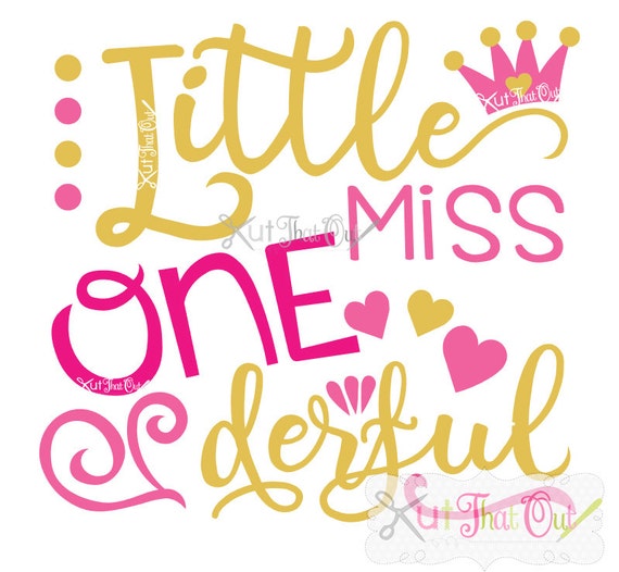 Download Little Miss ONE Derful Birthday Design SVG & DXF Cut File