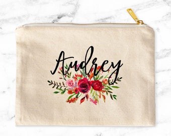 Personalized Cosmetic Bag, Custom Makeup Pouch, Zippered Pouch, Makeup Bag, Cosmetic Pouch, Canvas Makeup Bag, Personalized Gift For Her