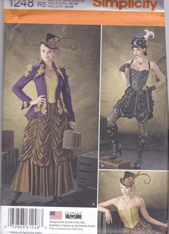 Simplicity 1248 Womens Victorian Jacket, Corset and Skirt in Variations Size 14,16,18,20,22 UNCUT by PlusPatternParadise steampunk buy now online
