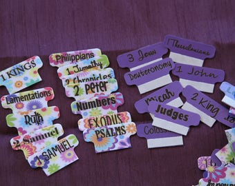 Bible Tabs "Custom Bible Tabs, Books of the Bible Tabs, Book Tabs"