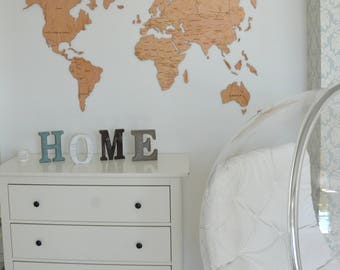 Travel Lover Gift Wall World Map Wooden Big Map of the World Canvas Art Traveler Wanderlust Home Decor Gift for Girlfriend Boyfriend