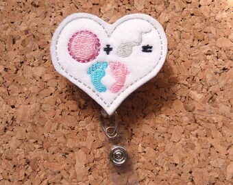 Fertility Heart Badge Reel | OB Id Card Holder | Labor and Delivery Badge Holder | Lanyard | Doula Badge | Gifts for Hospital Staff | 1223