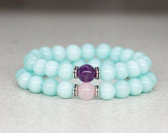 His and her bracelet Couples bracelet Couples gift set for her Distance gift for boyfriend gift for girlfriend gift for best friend gift mom