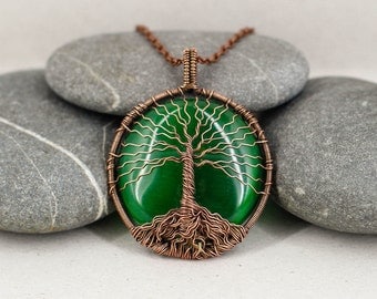 Tree-of-life necklace Tree-of-life pendant Recycled jewelry Green necklace Copper tree jewelry Anniversary gift-for-wife gift-for-mom gift