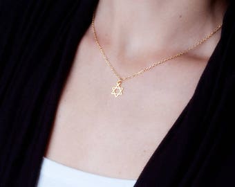 Gold Star Of David Necklace, Jewish Star Necklace, Dainty Gold Necklace, Magen David Necklace, Tiny Star Of David Necklace, Delicate Jewelry