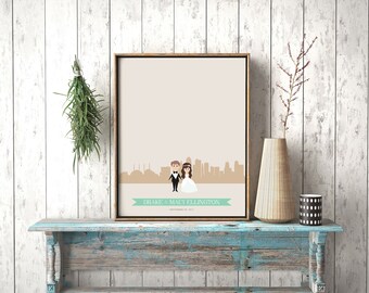 Kansas City Wedding Guest Book Alternative, Custom Missouri Wedding Sign, City Skyline Print, Gift for the Couple, Guestbook Ideas