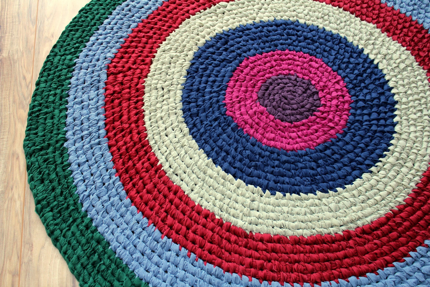 Large Rag Rug Round 4 ft Amish Knot Area Rag Rug/Living Room