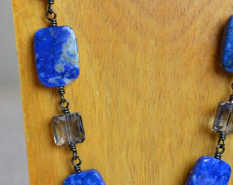 Lapis Necklace, Long Necklace, Beaded Necklace, Royal Blue Necklace, Gemstone Necklace, Women's Necklace, Boho Necklace, Bohemian Jewelry