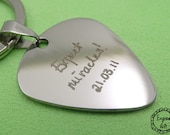 Custom Handwriting Steel Guitar Pick Your Handwritten Signuature Drawing Keychain Necklace -Black / Silver