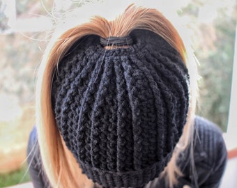 Bun Hat, Viral Messy Bun Hat, Ponytail Beanie, Mom Life Beanie, Crochet Bun Beanie, Crochet Bun Hat, Messy Hair Bun Hat, Christmas Gift
