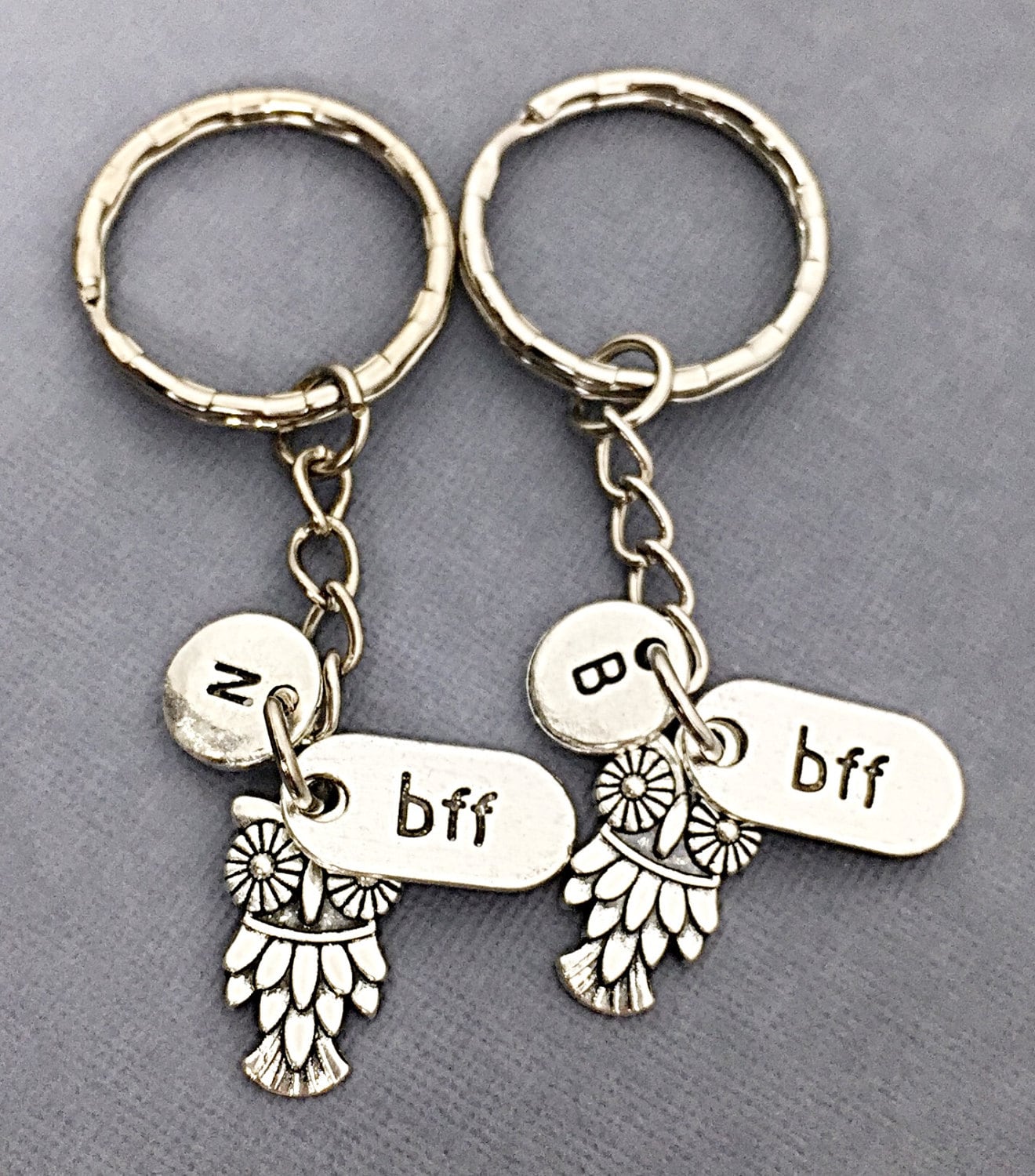 Best Friend Keychains set of 2 bff charm always bff