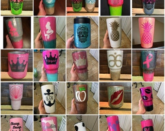 Custom Glittered YETI with Decal Hand Glittered (SEALED IN)