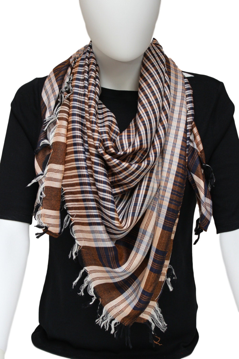 blue checkered scarf