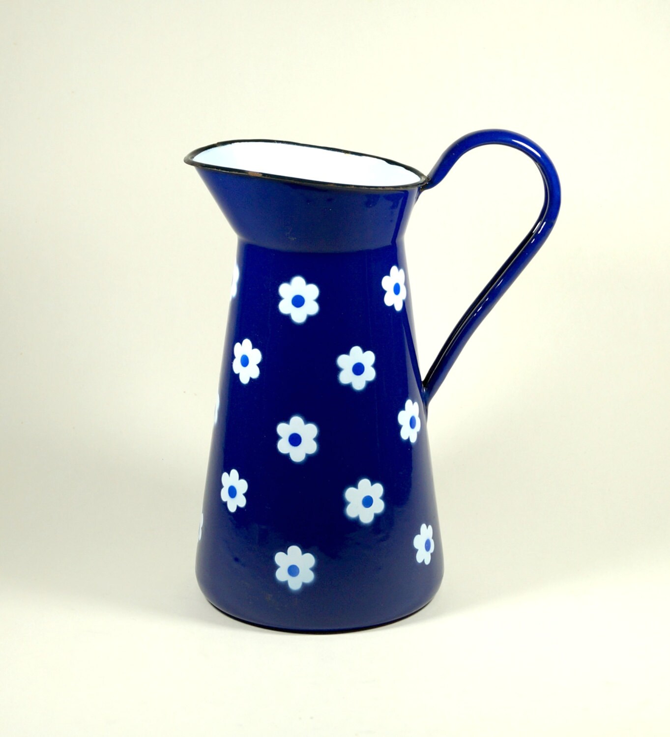 Vintage Enamel Pitcher Vintage Enamel Can by DKVINTAGEGALLERY
