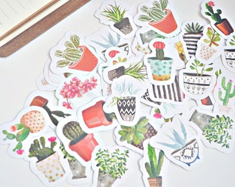 Plants in Pots Planner Stickers, Scrapbooking Stickers, Die Cut Stickers, Cute Stationery, Korean Stationery - STK095