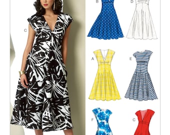Sewing Pattern for Misses' RAISED-WAISTLINE DRESSES, Vogue Pattern 9103, Womens Dress Pattern, Easy Sew, Plus Sizes Avail