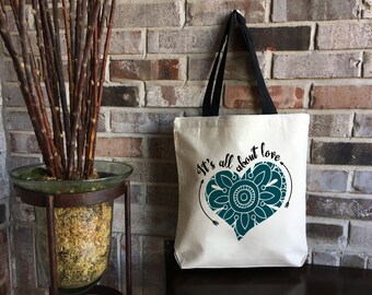 Heart Tote Bag - Customized Bridesmaid Gift Bag - Maid of Honor - Wedding Bag - Canvas Tote Bag - Kindness Matters - Teacher Gift - Yoga Bag