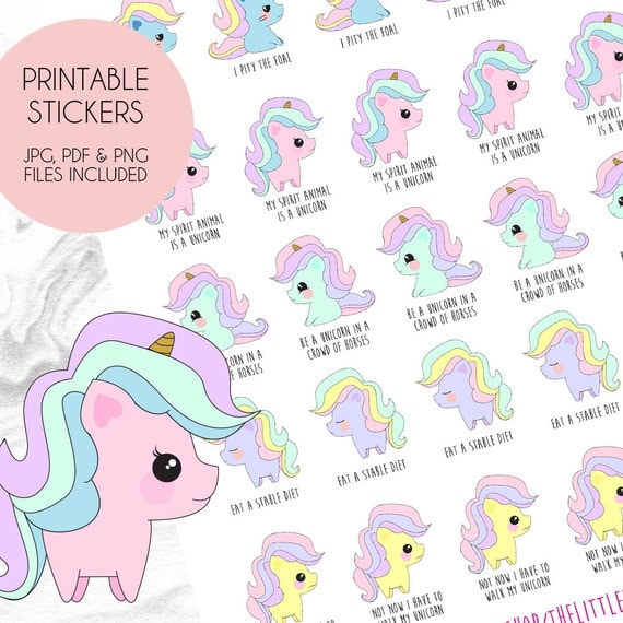 items similar to unicorn printable stickers unicorn planner stickers