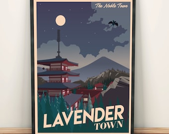 Pokemon Lavender Town | Travel Poster | Unframed