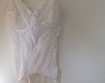 SALE~ Lace White Vintage Bustier Corset Playsuit Lingerie