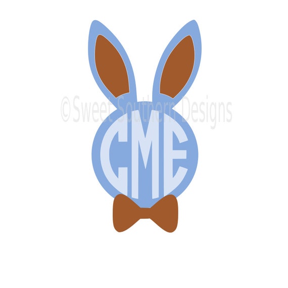 Download Easter bunny boy with bow monogram SVG instant download design