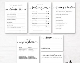 Bachelorette Party Games / Editable Bridal Shower Game / Printable Games / Editable Games / Minimal Black and White / Bridal Game Pack / DIY