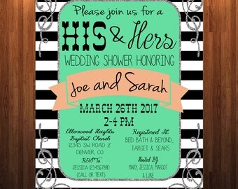 His and Hers Wedding Shower Invitation, Couple's Shower Invitation, Wedding Shower Invitation, Coed Wedding Shower, Couples Shower