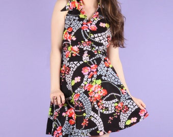 70s Vintage Floral Halter Dress