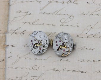 Vintage Watch Movements Lot of 2 Pieces Steampunk Supply US 6152