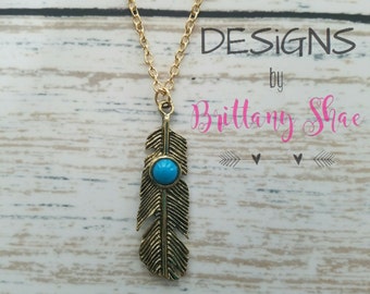 Metal Feather Necklace