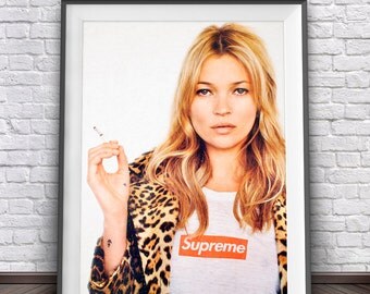 Kate Moss Supreme • Kate Moss Poster Supreme Poster Kate Moss Fashion Poster Digital Download Printable Art Supreme Print Fashion Wall Art