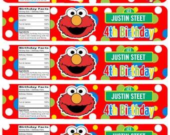 6 Sesame Street Water Bottle Labels Elmo Water Bottle Labels