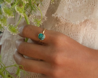 Turquoise Ring* Gold Vermeil Ring * Boho Ring* Blue Ring * Gypsy Ring * Handmade * Hippie * Gold Ring * Blue *Bohemian Jewelry BJR061