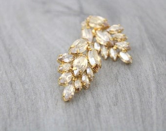 Gold Bridal earrings, Bridal jewelry, Crystal cluster earrings, Bridesmaid earrings, Gold Earrings, Statement earrings, Swarovski earrings
