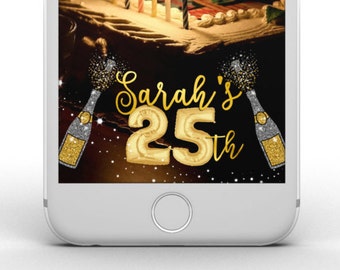 Custom Snapchat Birthday Geofilter | For ANY age! Choose from Gold, Silver, Pink, Rose Gold Balloon Numbers & Matching Text!
