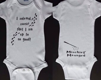 Harry Potter Baby Clothes, I Solemnly Swear That I Am Up To No Good Onesie, Mischief Managed Onesie, Harry Potter Baby Outfit, Mauraders Map